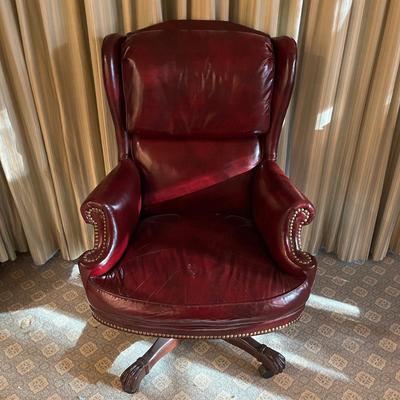 Leather Office Chair With Brass Tacks by North Hickory (O-MG)