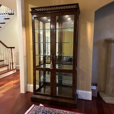 Burl Wood Veneer Lighted Display Case (SR-KL)