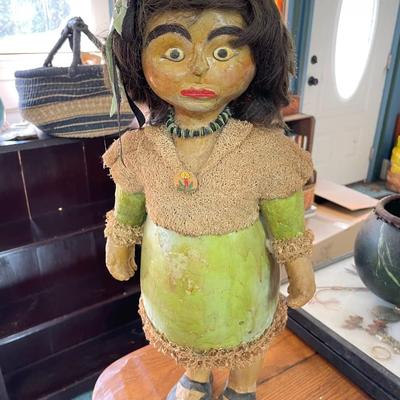 Folk Art Gourd Lady with Loufa Jacket