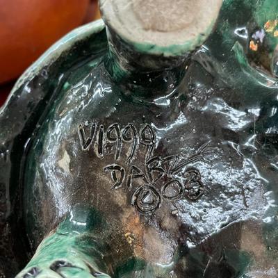 Folk Art Turtle Pottery Signed DABZ '03