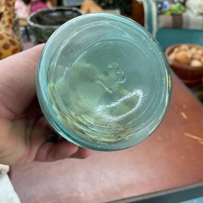 No. 13 Blue Ball Jar with Zinc Lid and Trinkets