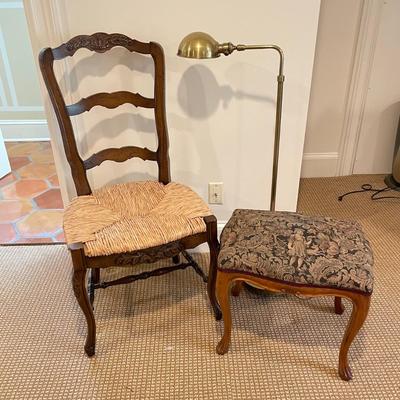 Versatile Brass Lamp, Carved Chair & Small Stool (BR-SS)