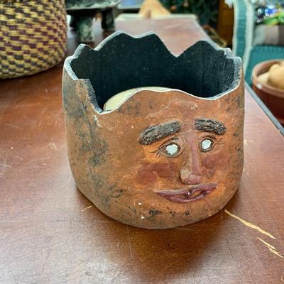 Folk Art Gourd Art Pumpkin w Candle