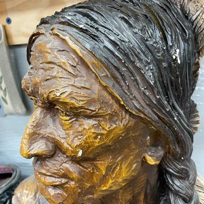 Chalkware Indian Bust