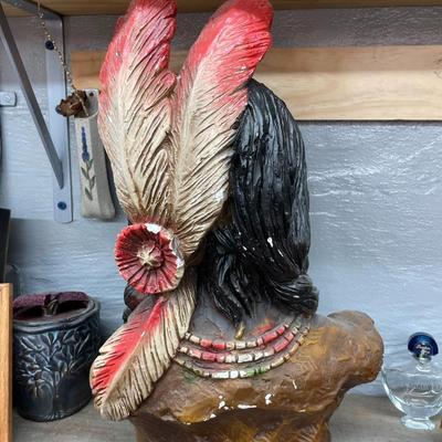 Chalkware Indian Bust