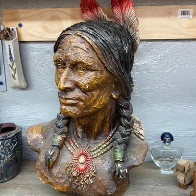 Chalkware Indian Bust