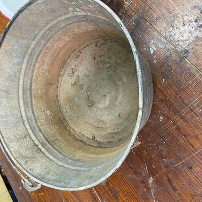 Galvenized Pail and Enamelware Bowl