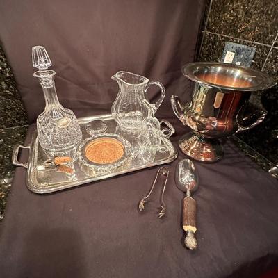 Sterling Bar Accessories and Glass Decanters (B-KL)