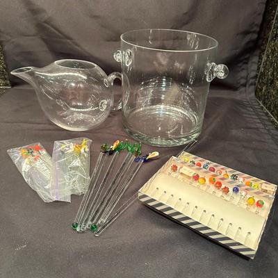 Glass Ice Bucket & Pitcher & More (B- KL)