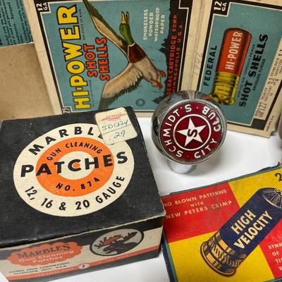 Ammunition boxes, gun patches, knob and more