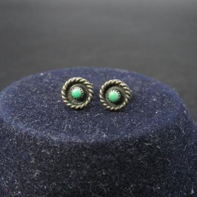 Small Vintage Southwestern Style Button Earrings