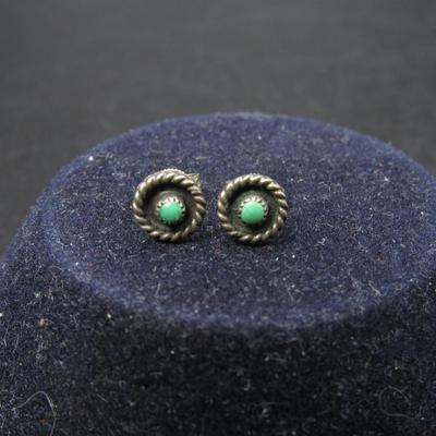 Small Vintage Southwestern Style Button Earrings