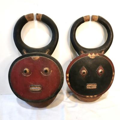 Lot #186 Ivory Coast Ibedji Male/Female Tribal Masks