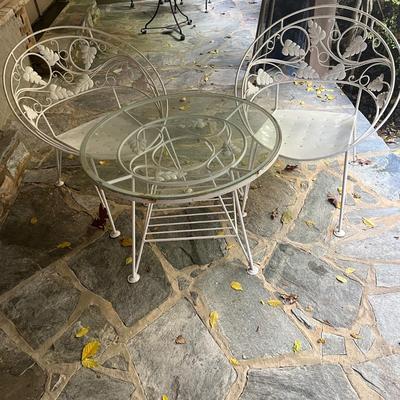 Glass Top Table & Iron Chairs (P-MG)