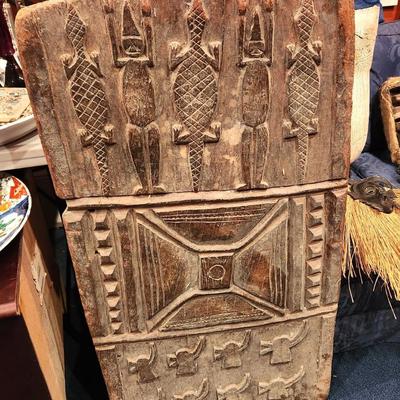 Lot #199  Fantastic Antique Carved African Senofu Granary Door - early 20th century