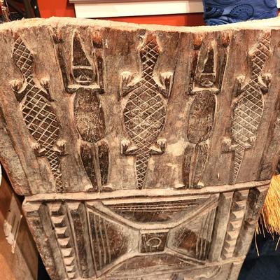 Lot #199  Fantastic Antique Carved African Senofu Granary Door - early 20th century