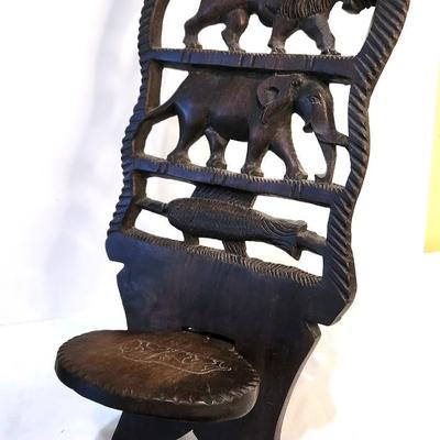 Lot #200 Hard Carved African Birthing Chair - Mid 19th Century