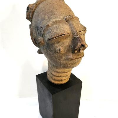 Lot #205  Important Antique African Funerary Head on Base