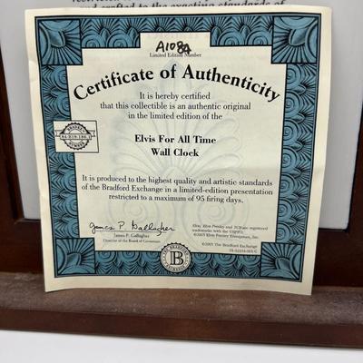 BRADFORD EXCHANGE ELVIS Clock with COA