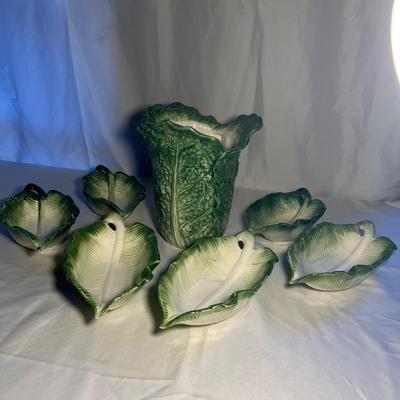 1989 Fitz & Floyd Vase Plus Appetizer Dishes (K-RG)