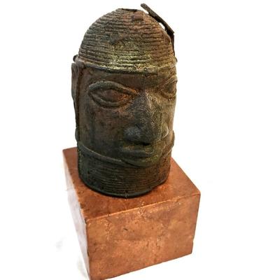 Lot #209  Bronze Benin African Head on Stand