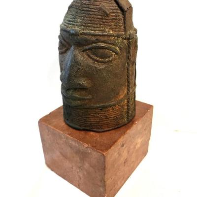 Lot #209  Bronze Benin African Head on Stand