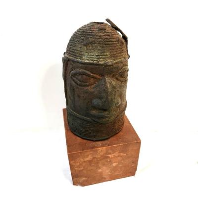 Lot #209  Bronze Benin African Head on Stand