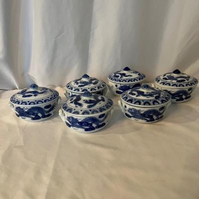 Set of Chinese Dragon Lidded Bowls (K-RG)