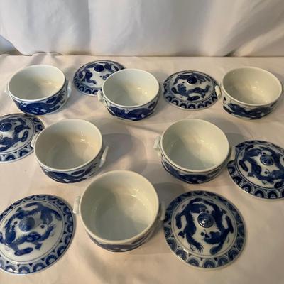 Set of Chinese Dragon Lidded Bowls (K-RG)