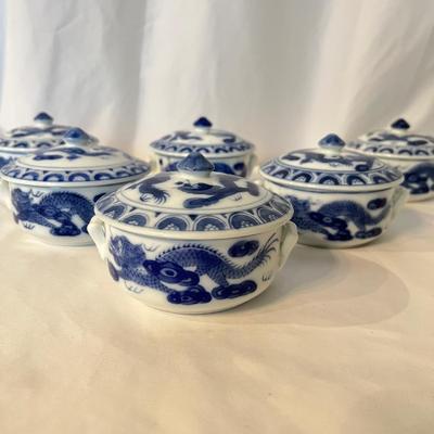 Set of Chinese Dragon Lidded Bowls (K-RG)