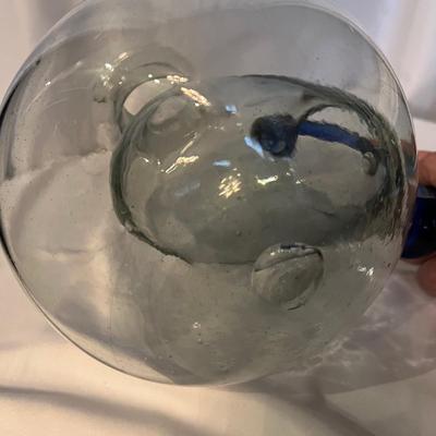 Modern Hand blown Glass Pitcher & Matching Stemmed Glasses (K-RG)