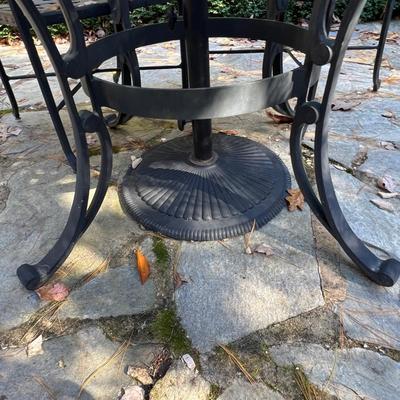 Cast Aluminum Patio Table & Chairs Plus Sunbrella (P-RG)