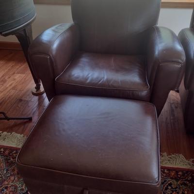 Faux Leather Chair with Ottoman Storage/Footrest Choice C