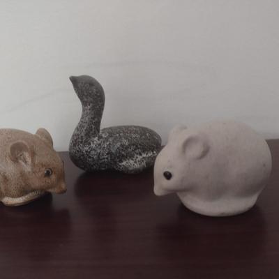 Set of Three Pottery Animals by Pigeon Forge Pottery