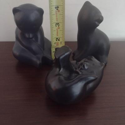 Set of Three Pottery Black Bears by Pigeon Forge Pottery