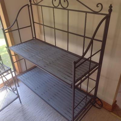 Wrought Metal Garden Trolley with Wood Pallet Shelving
