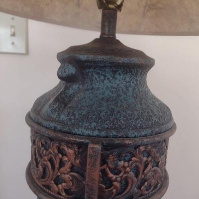 Antiqued Green and Bronze Urn on Stand Design Floor Lamp