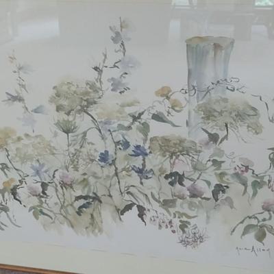 Large Framed Watercolor Art Signed by Artist