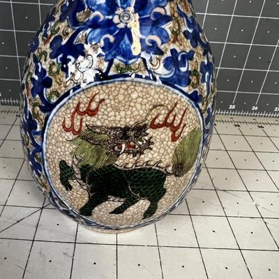 Asian Dragon Vase? Hand Decorated Porcelain Chinese Dragons 
