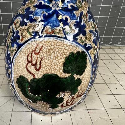 Asian Dragon Vase? Hand Decorated Porcelain Chinese Dragons 