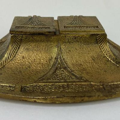  art deco CAST IRON INKWELL DESK STAND