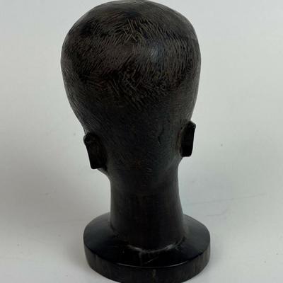  AFRICAN TRIBAL MAN HAND CARVED EBONY WOOD HEAD BUST