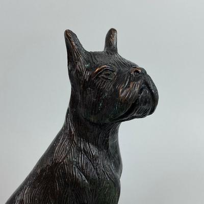  vintage CAST METAL TERRIER DOG STATUE