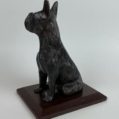  vintage CAST METAL TERRIER DOG STATUE