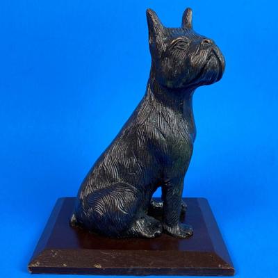  vintage CAST METAL TERRIER DOG STATUE