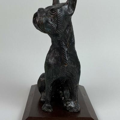  vintage CAST METAL TERRIER DOG STATUE