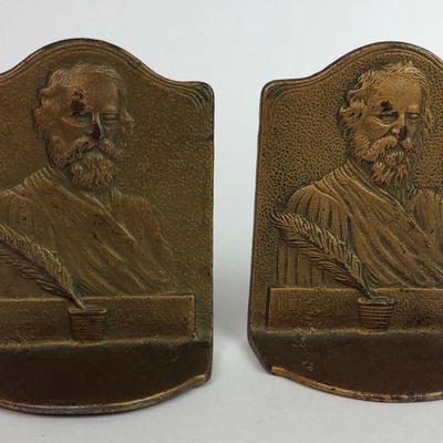 vintage HENRY WADSWORTH LONGFELLOW CAST IRON BOOKENDS