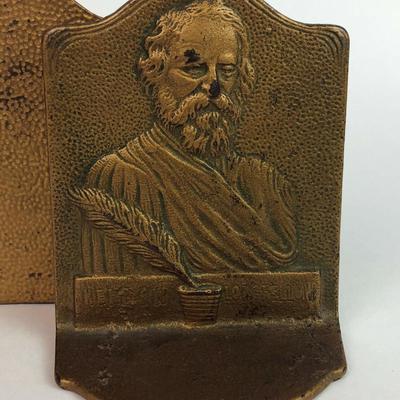 vintage HENRY WADSWORTH LONGFELLOW CAST IRON BOOKENDS