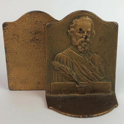 vintage HENRY WADSWORTH LONGFELLOW CAST IRON BOOKENDS