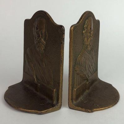 vintage HENRY WADSWORTH LONGFELLOW CAST IRON BOOKENDS